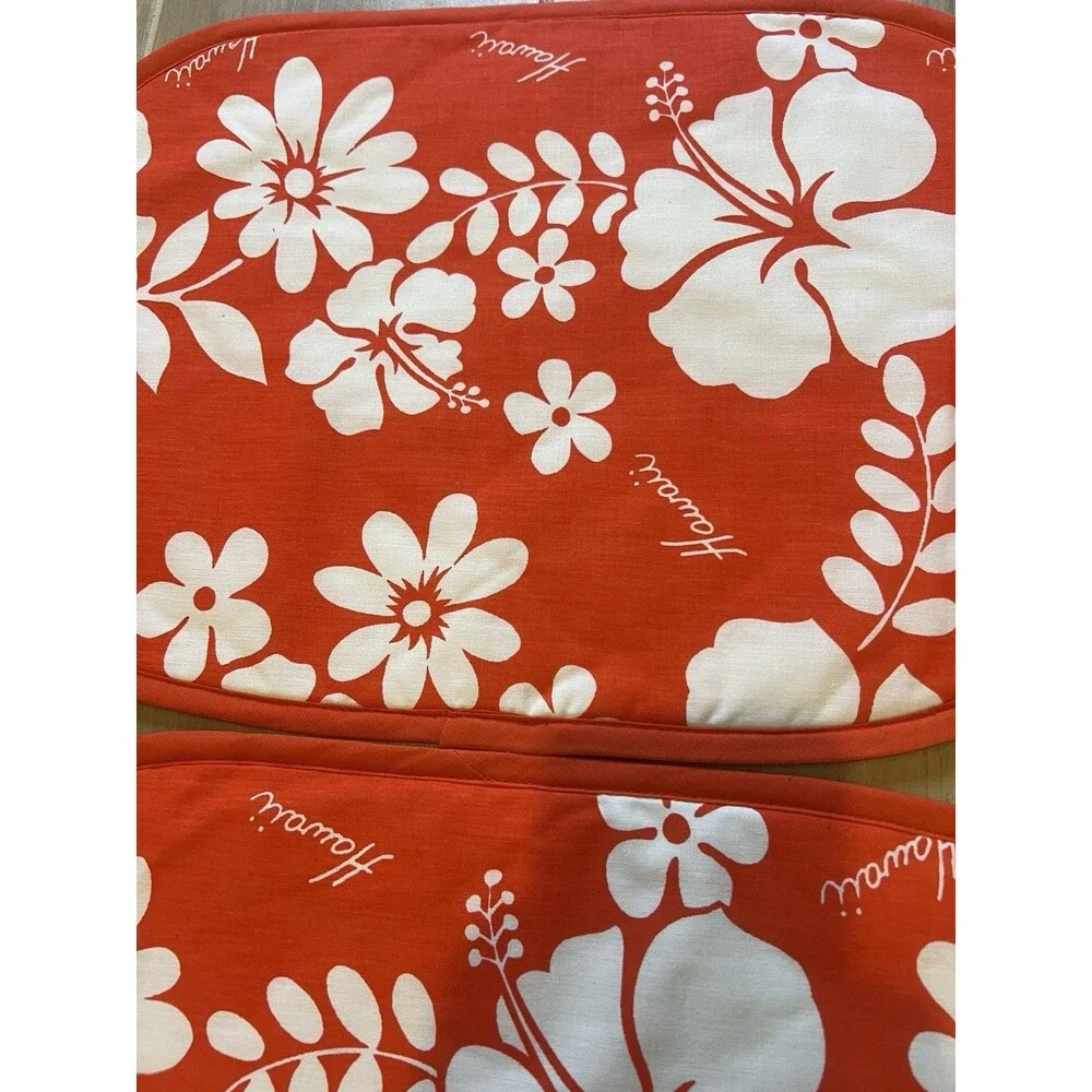 LanaiKula Crafts Set of 4 Cotton Quilted Hawaiian Floral Placemats Deadstock